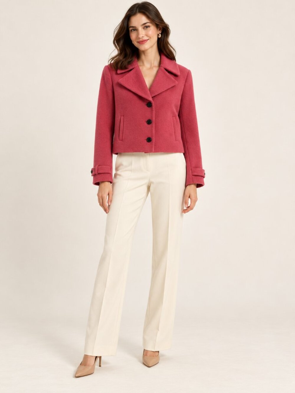 Chelsea28 Dusty Pink Cropped Peacoat Jacket – Size Small